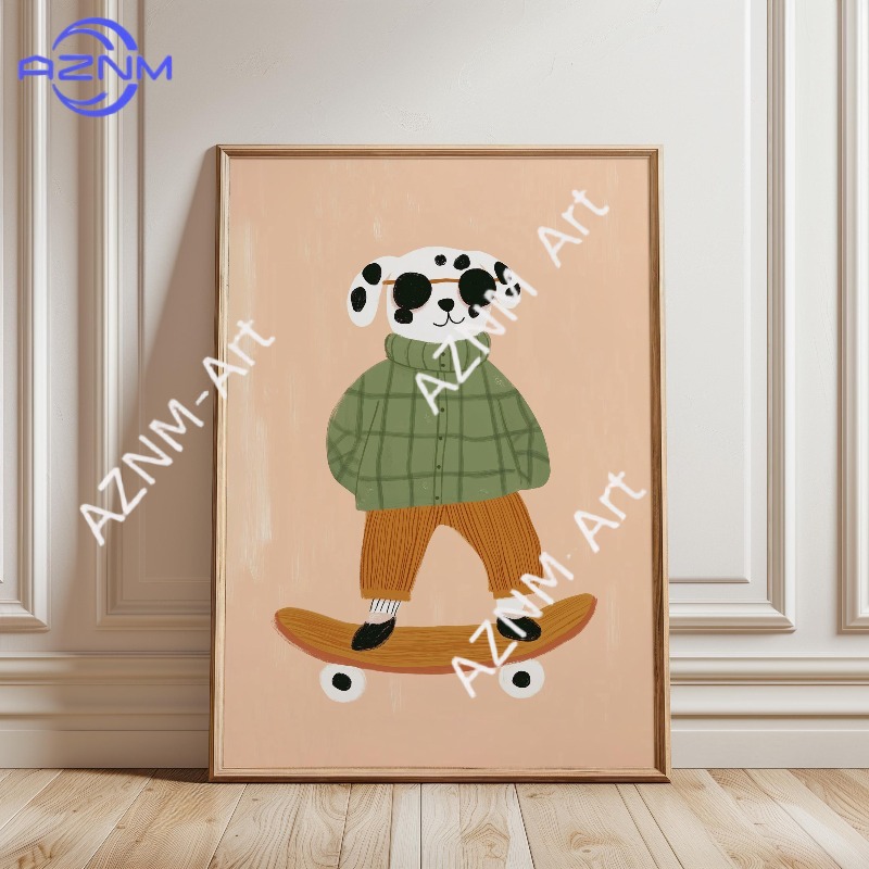 1PC Funny Animal Skateboarding - Baby Nursery Posters recensione e prezzo