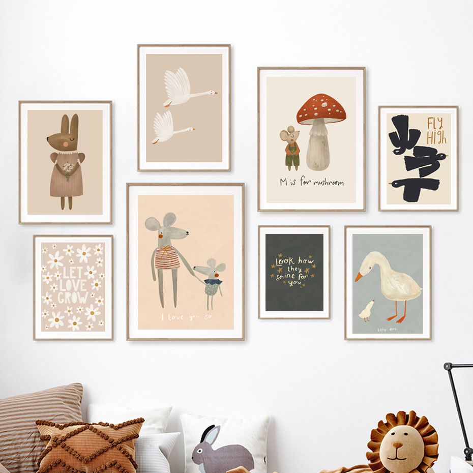 Boho Cartoon Rabbit Mouse Goos - Baby Nursery Picture Frames recensione e prezzo
