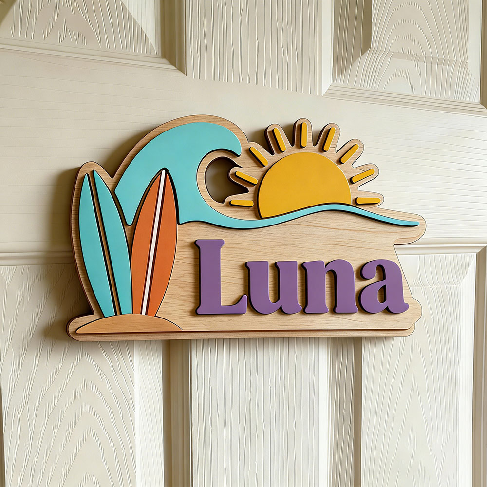 Custom Beach Wave Surfboard Su - Baby Nursery Sign recensione e prezzo