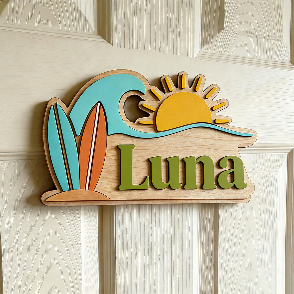 Custom Beach Wave Surfboard Su - Baby Nursery Sign recensione e prezzo