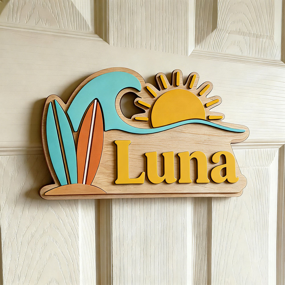 Custom Beach Wave Surfboard Su - Baby Nursery Sign recensione e prezzo