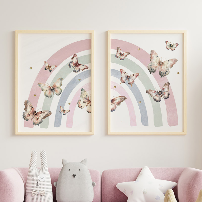 Pink Rainbow Butterfly Custom  - Baby Nursery Pictures recensione e prezzo