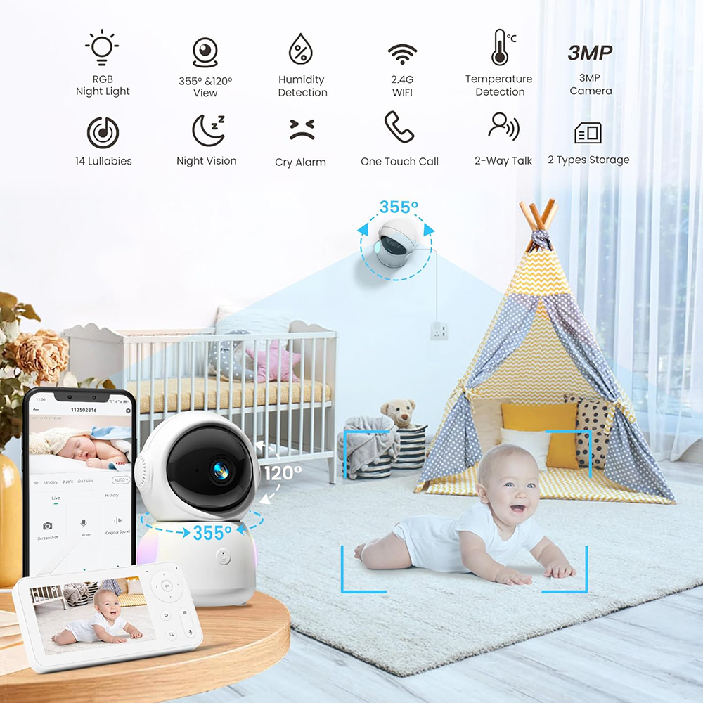 2K Baby Monitor with 2 Cameras - Baby Nursery Music recensione e prezzo