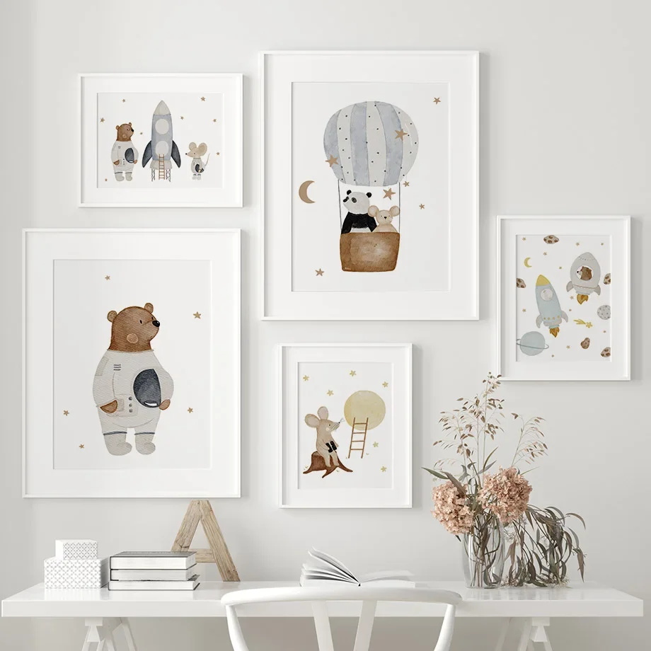 Boho Cartoon Bear Panda Mouse  - Baby Nursery Picture Frames recensione e prezzo