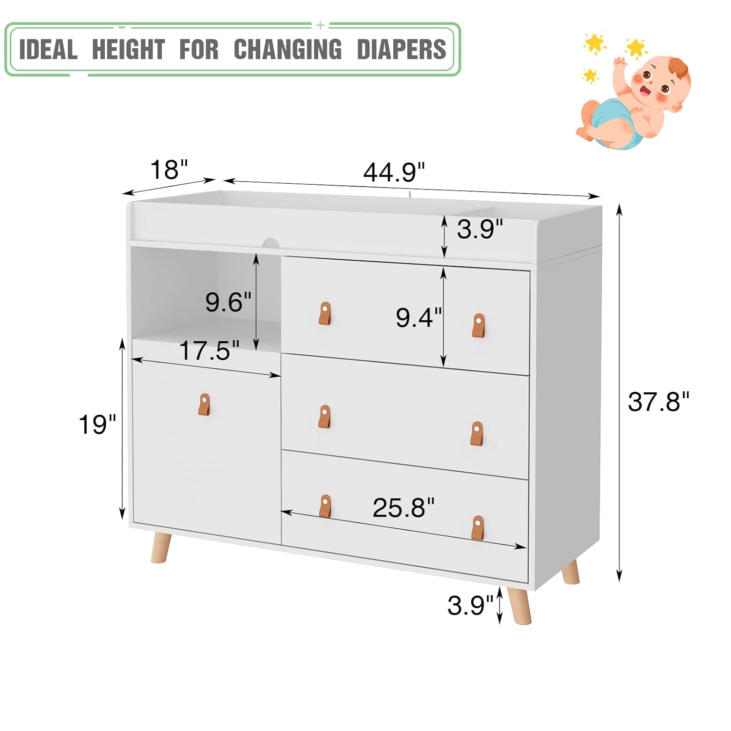 Baby Dresser Changing Table wi - Baby Nursery Shelves recensione e prezzo