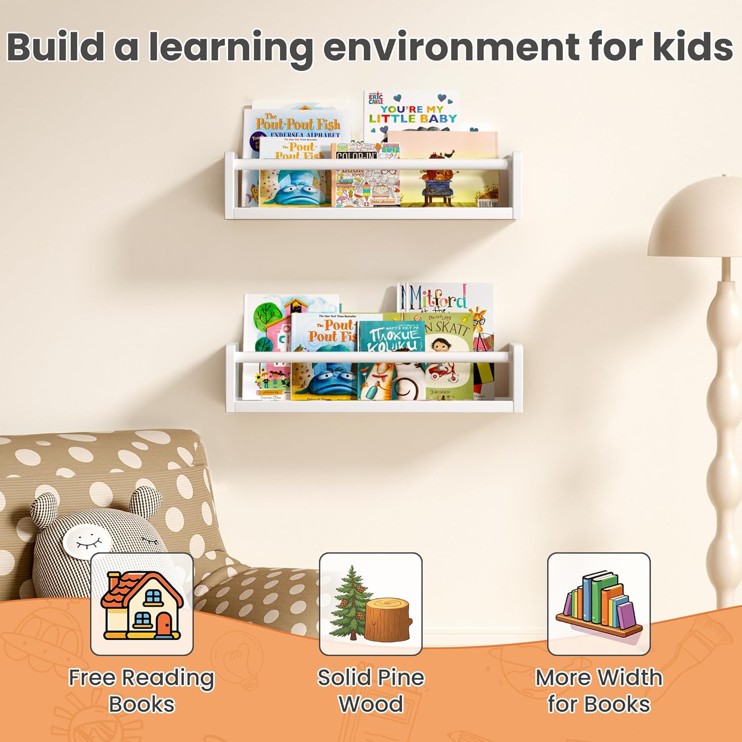 Floating Bookshelves for Wall, - Baby Nursery Images Free recensione e prezzo