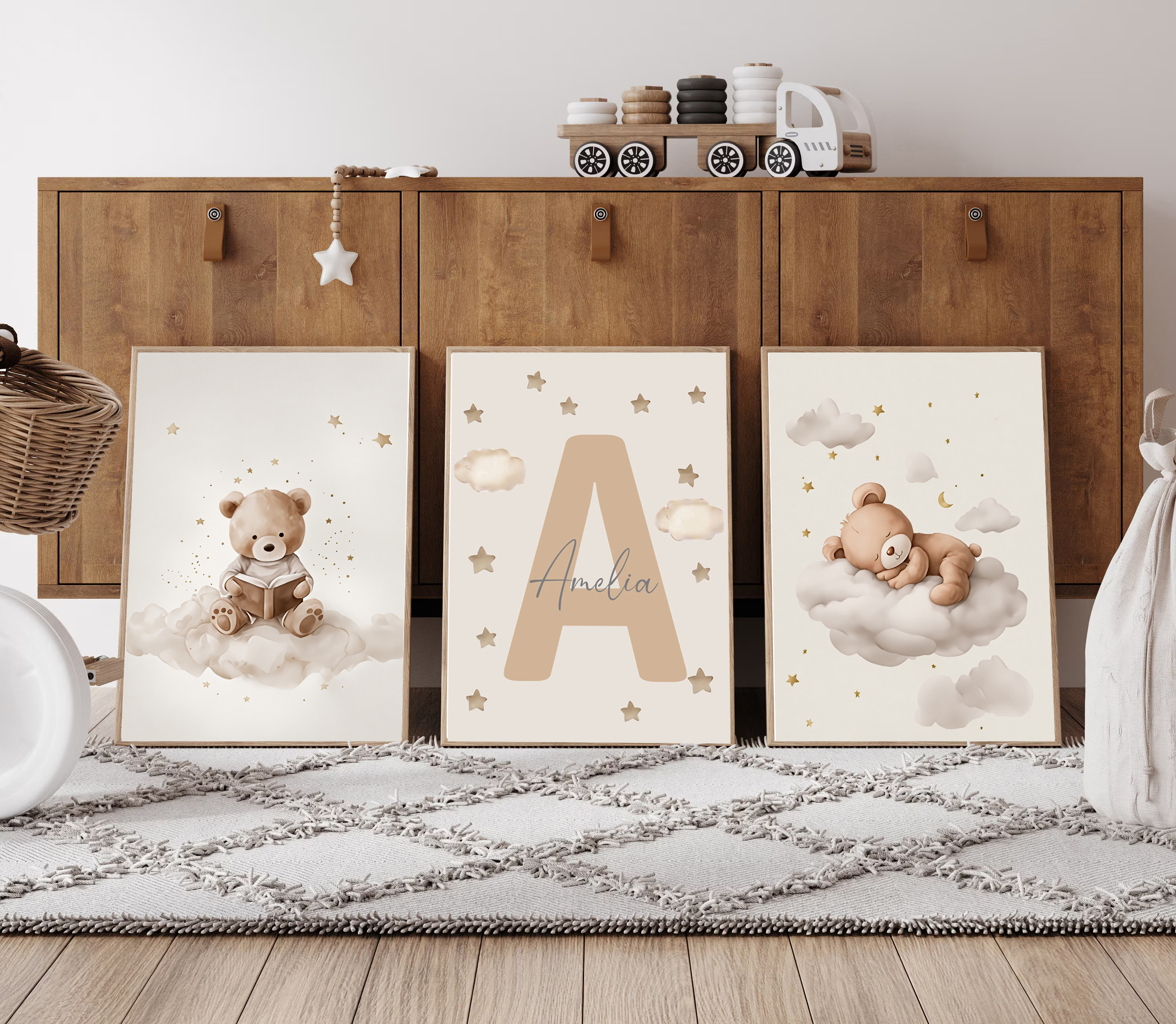 3pcs/set Bohemian Teddy Bear A - Baby Nursery Pictures recensione e prezzo